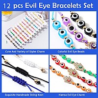 Bonitter 2412 Pcs Evil Eye Bracelets Pack For Women Girls Boys Mexican Braclets Set Protection Amulet Anklets Jewelry Gift Ham