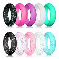 Longbeauty 10 Pack Candy Color Wedding Band For Men Women Flexible Comfort Sport Silicone Ring Black Red Blue Yellow Pink White