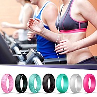 Longbeauty 10 Pack Candy Color Wedding Band For Men Women Flexible Comfort Sport Silicone Ring Black Red Blue Yellow Pink White