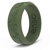 Enso Rings Etched Bevel Silicone Wedding Ring Comfortable And Flexible Design For Active Lifestyle Pine Peak Size 12