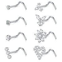 Briana Williams Nose Studs 20G Nose Stud Screw Diamond Nose Rings Stud For Women Surgical Steel Corkscrew Nose Rings Nose Pierci