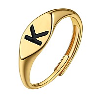 K Initial Ring For Women Gold Plated Az Letter Ring For Hip Hop Rapper