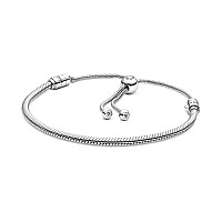 Pandora Moments Snake Chain Slider Bracelet Charm Bracelet For Women Sterling Silver With Clear Cubic Zirconia 11