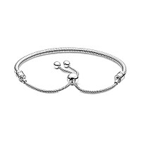 Pandora Moments Snake Chain Slider Bracelet Charm Bracelet For Women Sterling Silver With Clear Cubic Zirconia 11