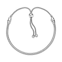 Pandora Moments Snake Chain Slider Bracelet Charm Bracelet For Women Sterling Silver With Clear Cubic Zirconia 11