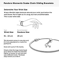 Pandora Moments Snake Chain Slider Bracelet Charm Bracelet For Women Sterling Silver With Clear Cubic Zirconia 11