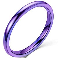 Jude Jewelers 15Mm Stainless Steel Classical Plain Stackable Wedding Band Ring Purple 55