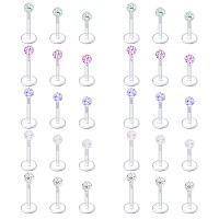 Dbella 16G Clear Lip Rings Flexible Acrylic Labret Monroe Lip Ring Bioflex Labret Retainer Plastic Tragus Retainer Clear Helix