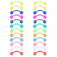 Dbella 14G Bioflex Curved Barbell Eyebrow Rings Piercing Small Belly Button Rings Snake Eyes Piercing Jewelry Mix Color Acrylic