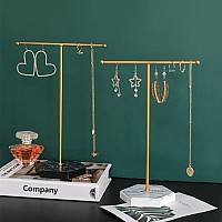 Jewelry Stand Display Necklace Holder Tbar Plated Metal Tabletop Jewelry Organizer Tower For Show Jewelry Hanging Pendant Earri