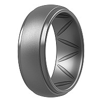 Thunderfit Silicone Rings For Men Breatheable Airgrooves Step Edge 10Mm Wide 25Mm Thick Dark Silver A Size 758 182Mm