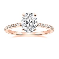 Eamti 3Ct 925 Rose Gold Sterling Silver Engagement Rings Oval Cut Cubic Zirconia Cz Wedding Promise Rings For Her Stunning Weddi