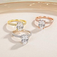 Eamti 3Ct 925 Rose Gold Sterling Silver Engagement Rings Oval Cut Cubic Zirconia Cz Wedding Promise Rings For Her Stunning Weddi