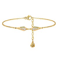 Mevecco Women Dainty Gold Anklet For Women14K Gold Plated Cubic Zircon Boho Beach Jewelry Delicate Cute Audjustable Chain Ankle