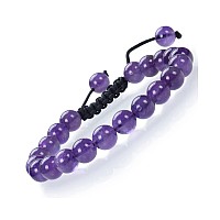 Massive Beads 8Mm Natural Healing Power Gemstone Crystal Round Adult Beads Unisex Adjustable Macrame Braceletsnatural Amethyst