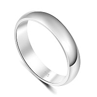 Minddha Sterling Silver Rings High Polish Rings For Women Men Plain Dome Silver Ring Wedding Band Christmas Valentines