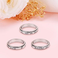 Jzmsjf S925 Sterling Silver Spinner Fidget Rings For Anxiety Relief Boredom Adhd Autism Band Women Teens Size 7