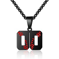 Aiainagi Baseball Number Necklace For Boy 0099 Athletes Jersey Number Necklace Stainless Steel Chain Baseball Charm Pendant Per