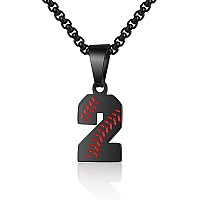 Aiainagi Baseball Number Necklace For Boy 0099 Athletes Jersey Number Necklace Stainless Steel Chain Baseball Charm Pendant Per