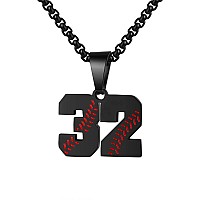 Aiainagi Baseball Number Necklace For Boy 0099 Athletes Jersey Number Necklace Stainless Steel Chain Baseball Charm Pendant Per