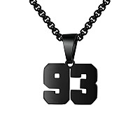 Number Necklace For Boy Athletes Number Stainless Steel Black Chain 0099 Number Charm Pendant Personalized Sports Jewelry For M