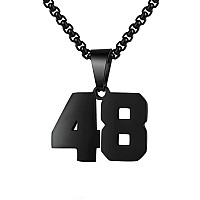 Number Necklace For Boy Black Athletes Number Stainless Steel Chain 0099 Number Charm Pendant Personalized Sports Jewelry For M