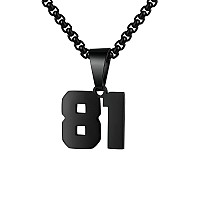 Number Necklace For Boy Black Athletes Number Stainless Steel Chain 0099 Number Charm Pendant Personalized Sports Jewelry For M