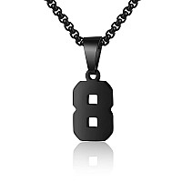 Number Necklace For Boy Black Athletes Number Stainless Steel Chain 0099 Number Charm Pendant Personalized Sports Jewelry For M