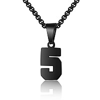 Number Necklace For Boy Athletes Number Stainless Steel Black Chain 0099 Number Charm Pendant Personalized Sports Jewelry For M