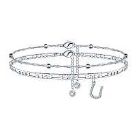 Ankle Bracelets For Women Silver Anklets For Women Dainty Layered Figaro Chain Letter U Initial Anklets For Women Ankle Bracele