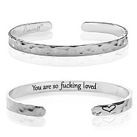 Carviell Cuff Bracelet Depression Recovery Gifts For Women Personalized Silver Cuff You Are Loved Empowerment Gifts For Cou