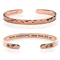 Carviell Inspirational Rose Gold Bracelets Funny Gifts For Women For Mom Best Friend Engraved Cuff Jewelry