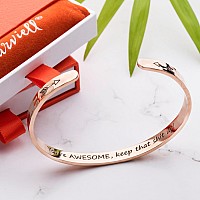 Carviell Inspirational Rose Gold Bracelets Funny Gifts For Women For Mom Best Friend Engraved Cuff Jewelry