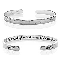 Carviell Hammered Motivational Bracelet Difficult Roads Often Lead To Beautiful Destinations Inspirational Jewelry Gifts For Wo