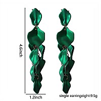 Dangle Acrylic Petal Earrings Long Drop Rose Flower Earrings For Women And Girls Deep Green