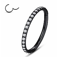 Yrogcu 316L Stainlesssteel Hinged Noseringshoop 14G16Mm Womens Body Pierecing Ring With Zircon Segment Ring Lip Rings He