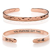 Carviell Rose Gold Inspirational Bracelets Hammered Stainless Steel Bangle Cuff Jewelry Relaxation Gifts For Friends Female