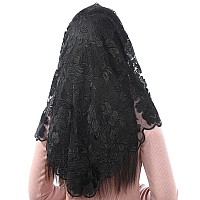 Bozidol Womens Catholic Church Mass Mantilla Veils Triangle Orthodox Headcovering Chapel Soft Lace Veil For Funeral Black