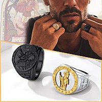 Stainless Steel Saint Michael Rings For Mens Cool Black Jewelry Ring Boyfriend Gifts Size 9