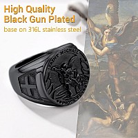 Stainless Steel Saint Michael Rings For Mens Cool Black Jewelry Ring Boyfriend Gifts Size 9