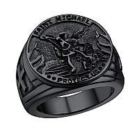 Prosteel Thick Rings For Men Boyfriend Gifts Stainless Steel Saint Michael Ring Size 11