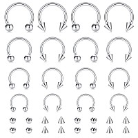 Tokring 16Pcs 16G Septum Nose Rings Surgical Steel Smiley Piercing Jewelry Cartilage Horseshoe Body Piercing Eyebrow Tragus Li