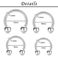 Tokring 16Pcs 16G Septum Nose Rings Surgical Steel Smiley Piercing Jewelry Cartilage Horseshoe Body Piercing Eyebrow Tragus Li