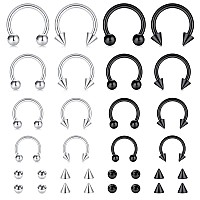 Tokring 16Pcs 16G Septum Nose Rings Surgical Steel Smiley Piercing Jewelry Cartilage Horseshoe Body Piercing Eyebrow Tragus Li