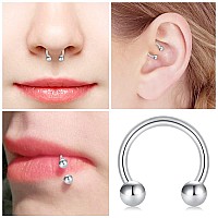 Tokring 16Pcs 16G Septum Nose Rings Surgical Steel Smiley Piercing Jewelry Cartilage Horseshoe Body Piercing Eyebrow Tragus Li