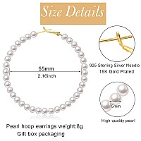 Pearl Hoop Earrings For Women Small Pearl Hoop Earrings14K Gold Plated Lightweight Open Large Circle Round Pearl Earrings Jewel