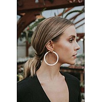 Pearl Hoop Earrings For Women Small Pearl Hoop Earrings14K Gold Plated Lightweight Open Large Circle Round Pearl Earrings Jewel