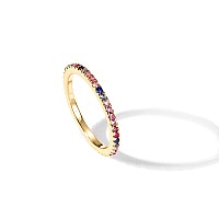 Pavoi 14K Yellow Gold Plated Sterling Silver Stackable Ring Colored Cz Stones Multi Color Stones Eternity Bands For Women Siz