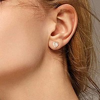 Iefwell Stud Earrings For Girls 925 Sterling Silver Earrings White Gold Earrings For Women Letter V Earrings Cute Heart Earring