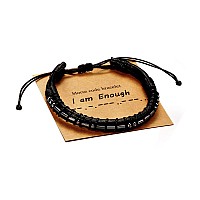 Bracelets For Mens Gifts Handmade Leather Bracelets Gifts For Him I Am Enough Morse Code Bracelets Gifts For Mens Jewelry Inspi